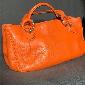 Suarez Orange Textured Leather Tote Handbag